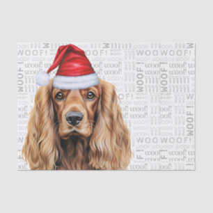 Santa Cocker Spaniel Dog Festive Christmas Holiday Tissue Paper