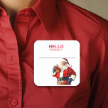 Santa Cocktail Party Beer Name Tag Badge Christmas<br><div class="desc">*** Purchase the Matte Finish when using this sticker as a name tag*** This design may be personalized in the area provided by changing the photo and/or text. Or it can be customized by clicking Personalize this Template and then choosing the click to customize further option and delete or change...</div>