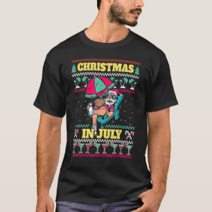 Santa Cocktails Beach Xmas Summer Christmas In Jul T-Shirt