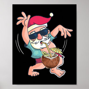 Santa Coconut Drink Christmas In July Pool Party S Poster