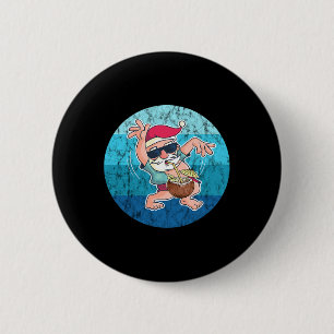 Santa Coconut Drink Vintage Ocean Water Christmas 2 Inch Round Button
