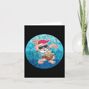 Santa Coconut Drink Vintage Ocean Water Christmas Card