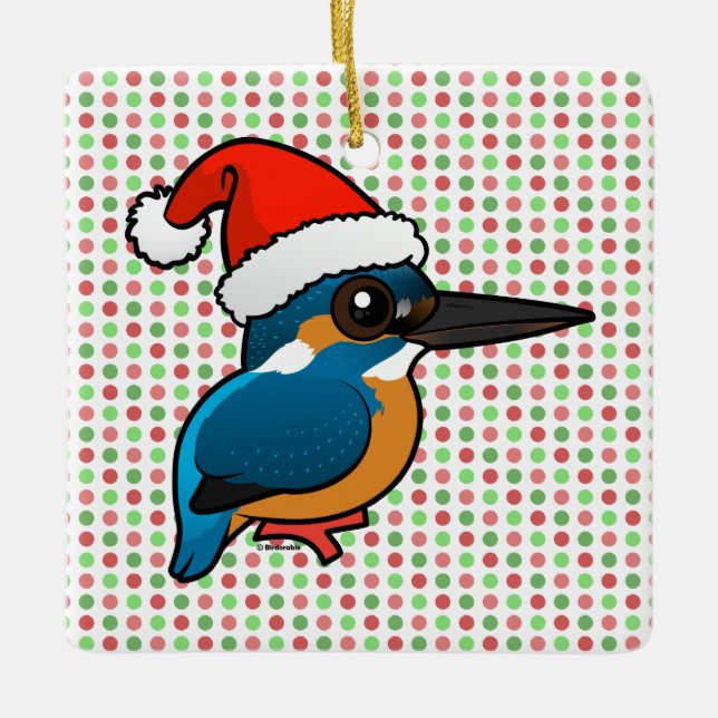 Santa Common Kingfisher Ceramic Ornament (Front)