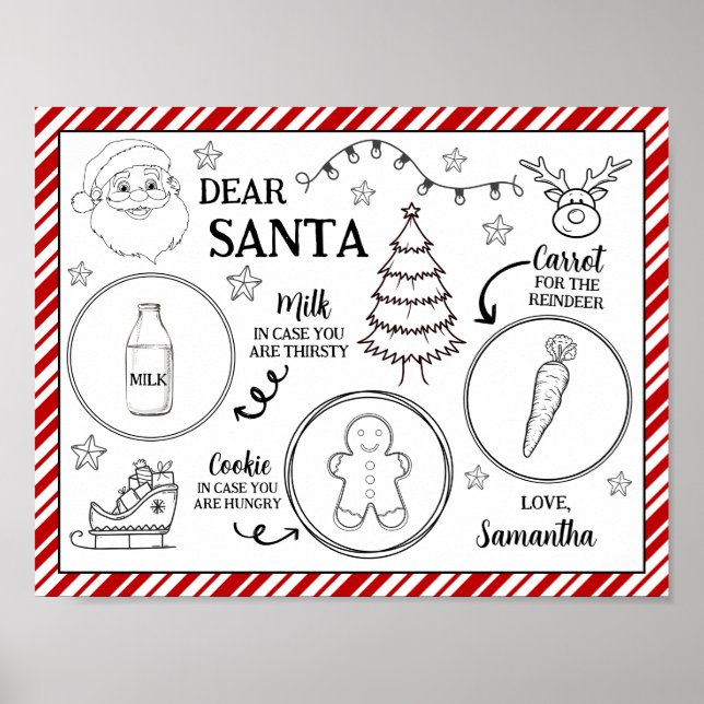 Santa Cookie & Milk Serving Placemat Tray Placemat Poster (Front)