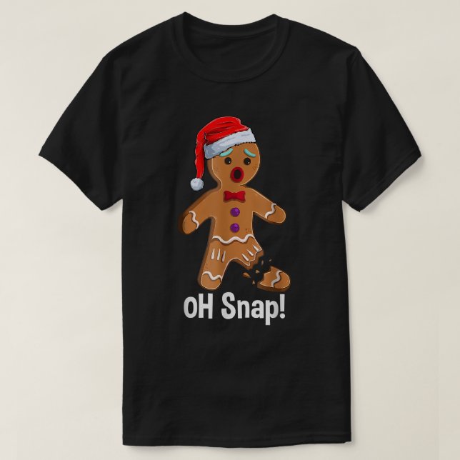 Santa Cookie Oh Snap Christmas Gingerbread Man Paj T-Shirt (Design Front)