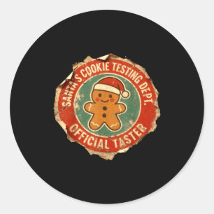 Santa Cookie Testing Department Taster Christmas Classic Round Sticker