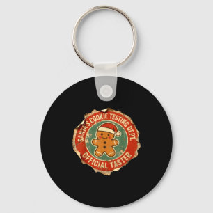 Santa Cookie Testing Department Taster Christmas Keychain