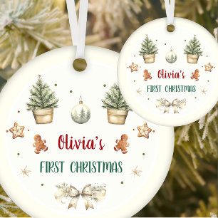 Santa Cookies Christmas Birthday Party Ceramic Ornament