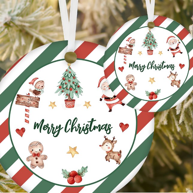 Santa Cookies Christmas Birthday Party Ceramic Ornament (Creator Uploaded)
