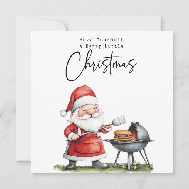Santa Cooking Barbecue for Christmas Holiday  (Front)