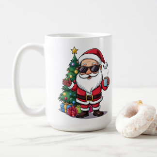 Santa Cool Mug with Sunglasses & Christmas Tree