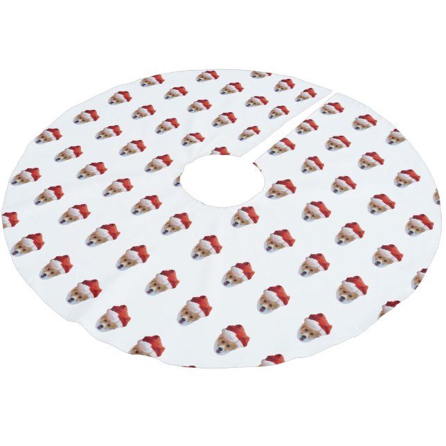 Santa Corgi Brushed Polyester Tree Skirt (Angled)