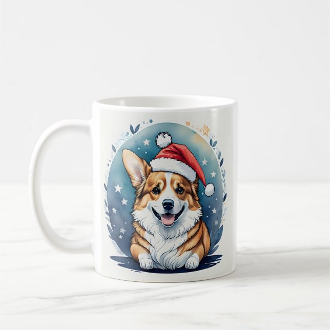 Santa Corgi Christmas Mug (Left)