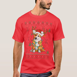 Santa Corgi Christmas Tree Lights Xmas Merry Corgm T-Shirt