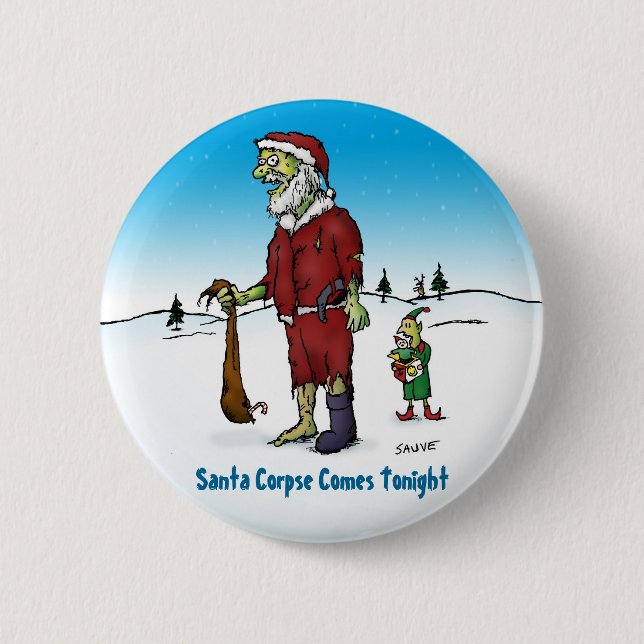 Santa Corpse Funny Zombie Cartoon 2 Inch Round Button (Front)