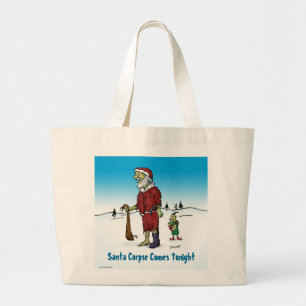 Santa Corpse Funny Zombie Cartoon Large Tote Bag