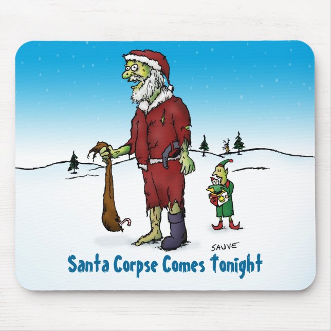 Santa Corpse Funny Zombie Cartoon Mouse Pad (Front)