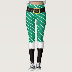Santa costumes green cotton wool plush leggings