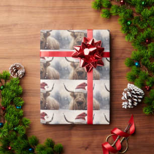Santa Cow Christmas Holiday Gift Wrapping Paper