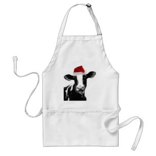 Santa Cow - Dairy Cow wearing Santa Hat Standard Apron