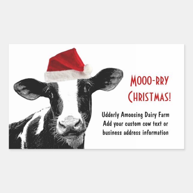 Santa Cow - Dairy Cow wearing Santa Hat Sticker (Front)