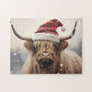 Santa Cow Rustic Holiday Jigsaw Puzzle