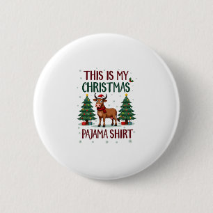 Santa Cow Xmas Tree Lights This Is My Christmas Pa 2 Inch Round Button