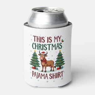 Santa Cow Xmas Tree Lights This Is My Christmas Pa Can Cooler
