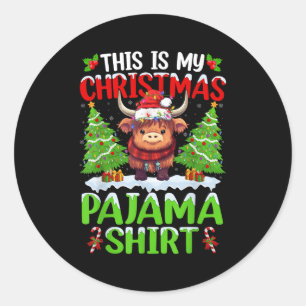 Santa Cow Xmas Tree Lights This Is My Christmas Pa Classic Round Sticker