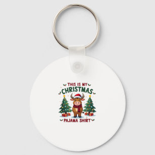 Santa Cow Xmas Tree Lights This Is My Christmas Pa Keychain