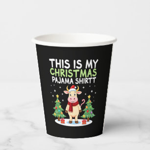 Santa Cow Xmas Tree Lights This Is My Christmas Pa Paper Cups