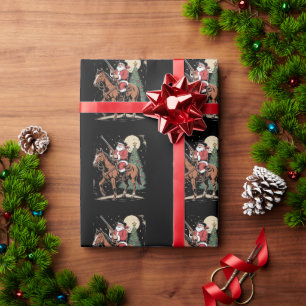 Santa Cowboy Vintage Christmas Tree Cowboy Lover  Wrapping Paper