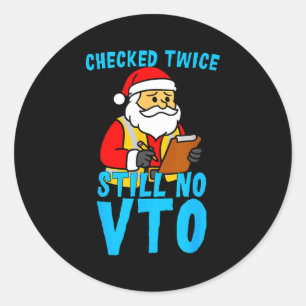 Santa Coworker Christmas Swagazon Checked Twice St Classic Round Sticker