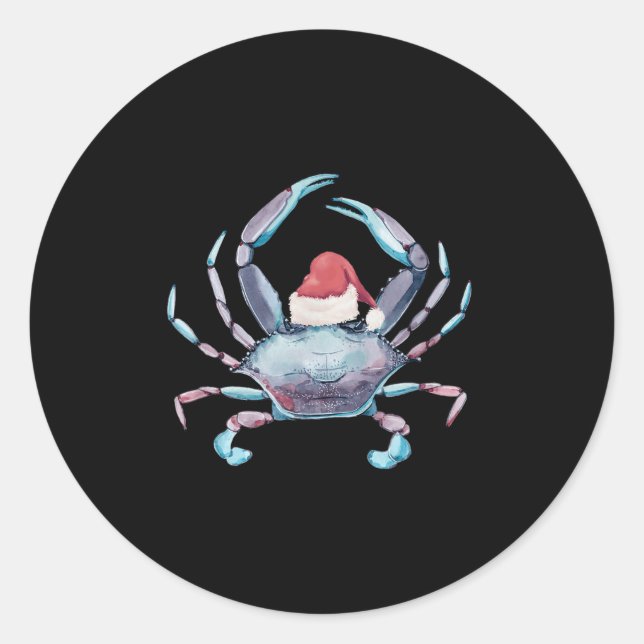 Santa Crab Clause Coastal Beach Christmas July Cla Classic Round Sticker (Front)