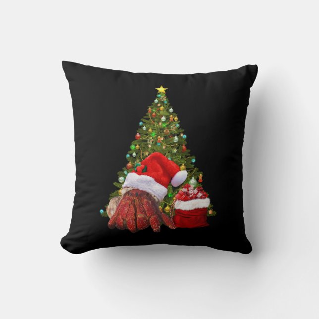 Santa Crab Funny Christmas Hermit Crab Lover Throw Pillow (Front)