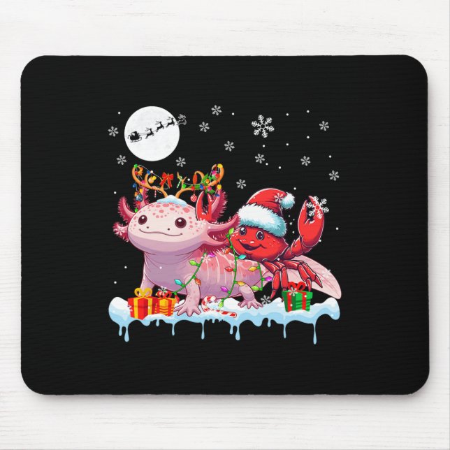 Santa Crab Riding Axolotl Reindeer Christmas Sea A Mouse Pad (Front)
