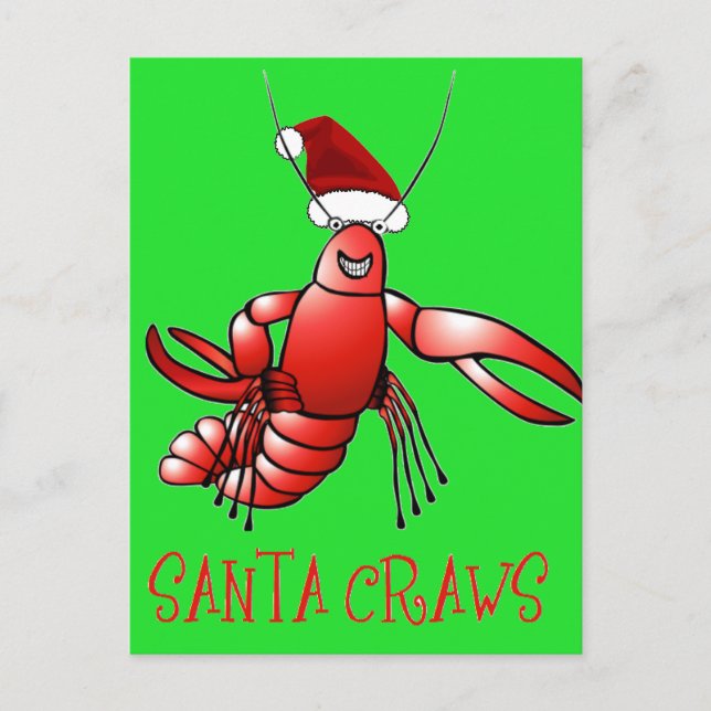 Santa Crawdad (Santa Craws) Postcard (Front)