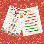 Santa Crew Reindeer Snowman Christmas 1st Birthday Announcement<br><div class="desc">A cute HOLLY JOLLY Christmas Birthday Party Invitation Announcement for your Birthday girl turning 1/Any age. The illustration has a bunting and Gifts border with Santa making an announcement with his folks - Reindeer,  Bird,  Snowman. The TEXT is customizable.</div>
