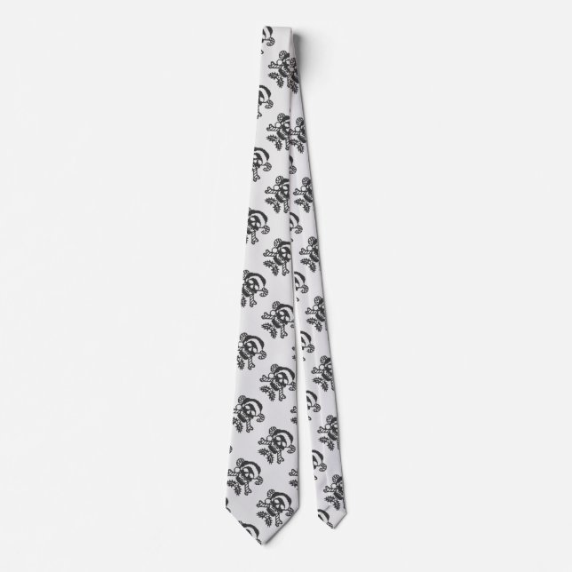 Santa Crossbones Skull in Ugly Sweater Style Tie (Front)
