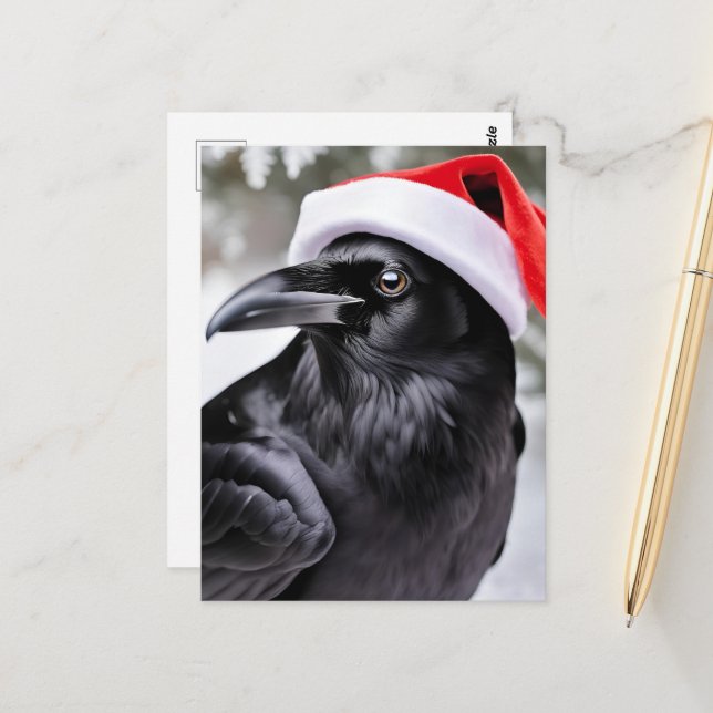 Santa Crow Postcard (Front/Back In Situ)