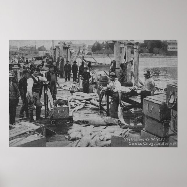 Santa Cruz, CA - Fisherman's Wharf Scene Poster (Front)