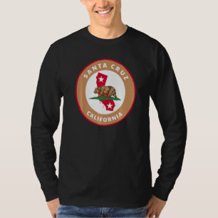 Santa Cruz California Ca Flag And Bear Badge Souve T-Shirt