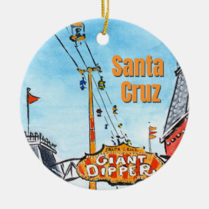Santa Cruz California – Coastal Beach Art  Ceramic Ornament
