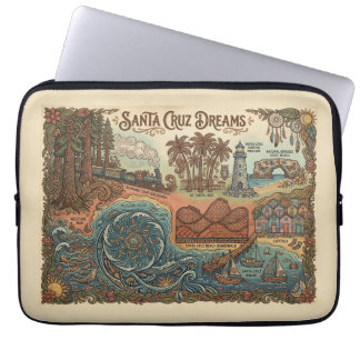 Santa Cruz California Dreams Map – Vibrant Coast Laptop Sleeve
