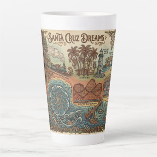 Santa Cruz California Dreams Map – Vibrant Coast Latte Mug