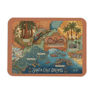 Santa Cruz California Dreams Map – Vibrant Coast Magnet