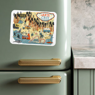 Santa Cruz California Illustrated Map Magnet