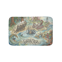 Santa Cruz California Illustrated Map Mythical