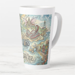 Santa Cruz California Illustrated Map Mythical Latte Mug