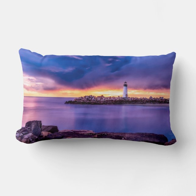 Santa Cruz, California Lighthouse Lumbar Pillow (Front)